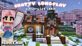 Relaxing Snowy Longplay ️ Building a Cozy Minecraft Log Cabin (with Commentary)