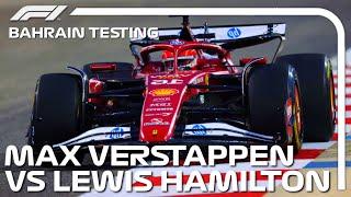 F1 2025 | LEWIS HAMILTON vs MAX VERSTAPPEN vs LIAM LAWSON  testing Ferrari SF-25 at Bahrain Circuit