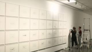 Installation of Marco Fusinato 'Mass Black Implosion' at MCA Australia