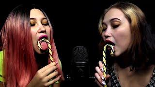 АСМР ЛИКИНГ ЛЕДЕНЦА ОТ БЛИЗНЯШЕК | ASMR LIKING LOLLIPOP FROM TWINS