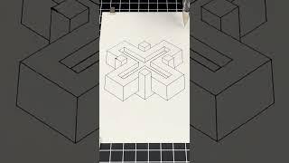 Isometric Drawing with Shadows Cross 01 | Pen Plotter Machine  #architecture #lineart