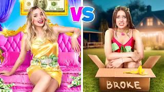 Mean Girl vs Nice Girl on Sleepover! Rich vs Poor Girl on Tim Tin Party