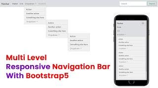 Create Responsive Multilevel Dropdown menu in bootstrap 5 | Nested Dropdown |  Bootstrap 5