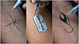 Wow this is amazing trick of Aletter tattoo making with blade || simple line tattoo || tribal tattoo