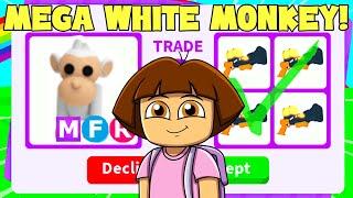 I traded a MEGA NEON WHITE MONKEY (adopt me)