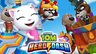 Talking Tom Hero Dash Ultra - Angela and Ben Fight the boss without super hero uniforms - Gameplay