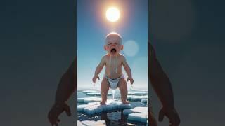 Cute baby cooled down by crocodile suffering from heat  #ai #baby