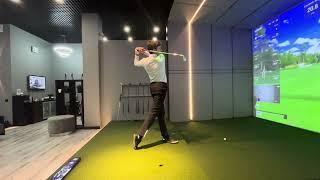 Vladimir Orlov’s golf swing from face on with iron swings in full speed