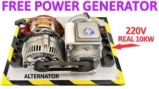 FREE POWER Generator with an Alternator and an Engine