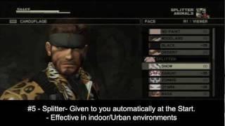 MGS3 HD Edition - All Camouflages/Face Paints with Descriptions