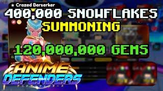 SUMMONING USING 400,000 SNOWFLAKES (120 MILLION GEMS) - Anime Defenders