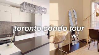 Downtown Toronto 1 bed + den condo/apartment tour 2022 cheap minimal room makeover - ikea furniture