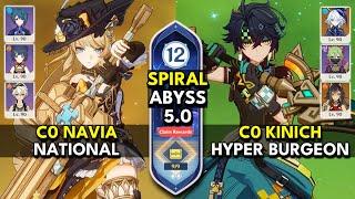 C0 Navia National & C0 Kinich Hyper Burgeon | Spiral Abyss 5.0 Floor 12 9 Stars | Genshin Impact 5.0