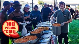 Cooking 100 Pounds Of Chili For The Homeless!