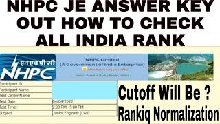 NHPC JE RANKIQ CUTOFF|NHPC JE RANKIQ PREDICATOR|HOW TO CHECK NHPC JE ANSWER KEY|CIVIL NHPC KEY URL