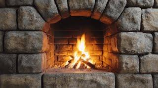 Fireplace – Rustic Stone Fireplace with Burning Logs | Warm Chiaroscuro Flames in Full HD