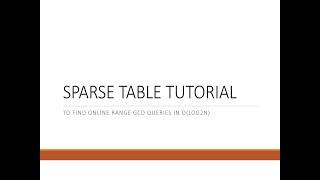 Sparse Table Tutorial