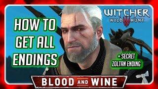 Witcher 3  BLOOD AND WINE ► How To Get All ENDINGS + Secret Zoltan Ending in the End of the Video