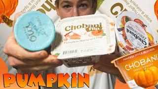 SEASONAL Pumpkin  YOGURT Review! Chobani Zero, Chobani Flips, And OUI! Which IS Best?!