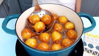 Super quick & easy fluffy donut holes / spoon drop donuts, with milk and yogurt!