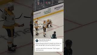 Gustav Nyquist picks up his teeth off the ice. That's peak hockey. #Hockey #nhl #kraken #sports