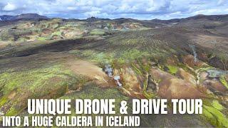 Driving and Drone Flying In The Huge & Mysterious Torfajokull Caldera in Iceland