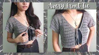 Easy Crochet Top : Avery Lace Front-Tie Top : With Size Adjustment Guide