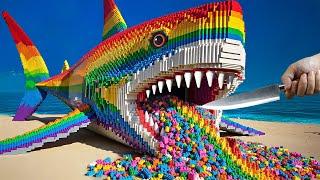 LEGO Hunting Giant Monster Rainbow Shark - Stop Motion Cooking ASMR