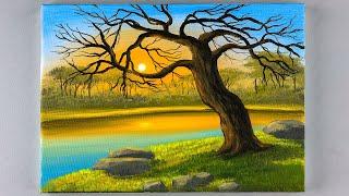 Sunset Acrylic Painting / Landscape Painting / Scenery Painting