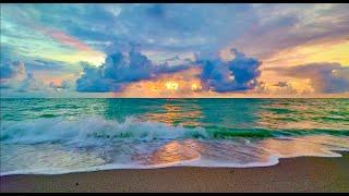 4K Rare Sunrise Tranquility: 7 Hours Soothing Ocean Waves Greeting Sunrise | Calm Beach Sounds