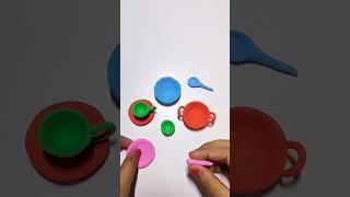 How to make colourful mini clay kitchen set #shorts