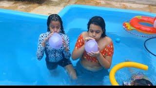 #Brincadeira na #piscina Desafio do Balão  #Divertido