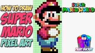 How to Draw Super Mario from Super Mario World - 16-Bit Mario Pixel Art Drawing Tutorial