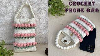 CROCHET PHONE BAG  Crochet Tulip Phone Bag | Crochet Tulip Stitch 3D