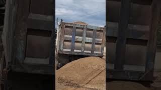 Bulldozer help dump truck. #road #car #excavator #youtubeshorts #shorts #truck