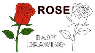 How to Draw a Rose Drawing | Easy Rose Flower Sketch Step by Step