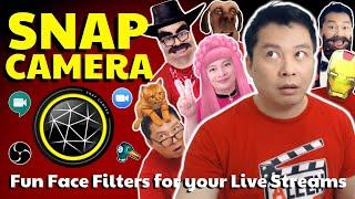 SNAP CAMERA FUN FACE FILTERS FOR LIVE STREAMS [ Google Meet, Streamyard, Zoom, & OBS ]