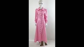 Fashion Party PVC Single Breasted A-line Long Dresses Wet Look Turn-down Collar Shirt Dress