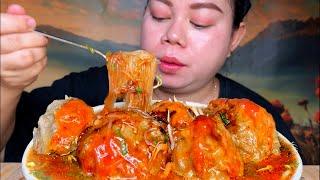 bakso urat isi tetelan cabe rawit plus lemak sapi pake soun dan touge samabal pedas1mangkok Mukbang