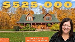 Log Cabin Home for Sale in Ashland, OH  | 3 Bedrooms, 2 Full and 2 Half Baths on 7.64 Acres