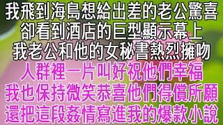 我飛到海島想給出差的老公生日驚喜。卻看到酒店的巨型顯示幕上，我老公和他的女秘書熱烈擁吻。人群裡一片叫好，祝福他們愛情甜蜜。我也保持微笑，恭喜他們得償所願，還把這段姦情寫進了我的爆款小說【感悟人生】