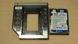 Установка HDD вместо оптического привода.  Адаптер из Китая. Видео инструкция.