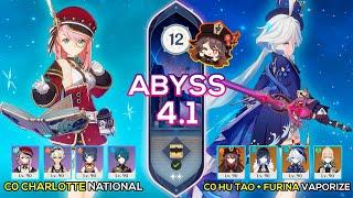 C0 Hu Tao + C0 Furina Vaporize & C0 Charlotte National I Spiral Abyss 4.2 Floor 12 Genshin Impact