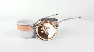 Mauviel 1830 M'heritage 150s Copper & Stainless Steel Bain Marie - Porcelain, 0.9 qt.