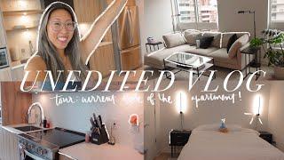 UNEDITED / MINIMAL CUTS VLOG: unofficial current apartment tour, 574 sq ft, in depth & what's left!