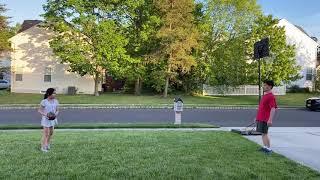 Agatha Dinata (8 year old) playing football with Dad