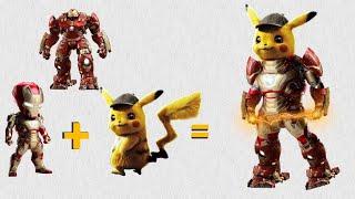 Iron man + Pikachu + Hulk buster  || fusion art  || tech editor 2.0 ||