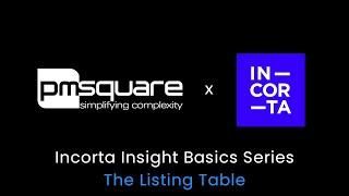 Incorta Insight Basics: The Listing Table