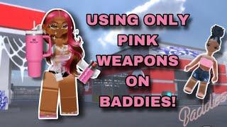 Playing ROBLOX Baddies but ONLY USING PINK WEAPONS‼️ (THIS WAS CRAZY) #roblox #baddies