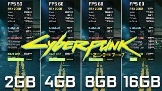 Cyberpunk 2077 - 2GB vs 4GB vs 8GB vs 16GB RAM